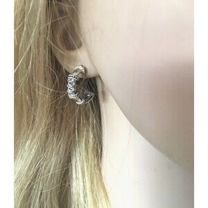 Vintage Balinese Sterling Silver Post Hoop Earrings